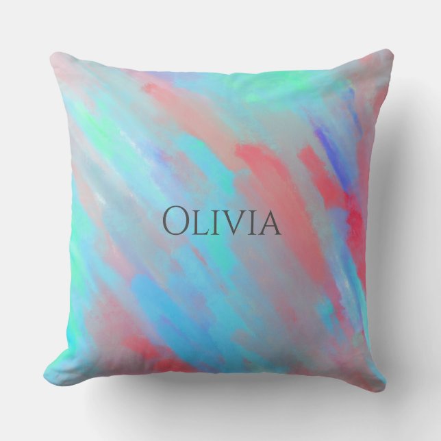 Bright Bold Original Abstract Colorful Arty  Throw Pillow (Front)
