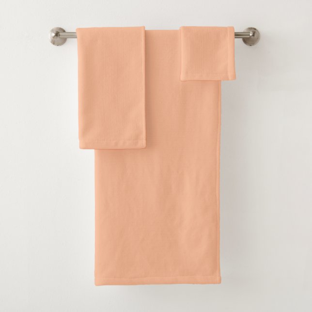 Bright Bold Peach Solid Block Color Bath Towel Set (Insitu)
