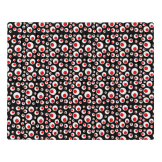 Bright Bold Red White circles Abstract on Black Jigsaw Puzzle