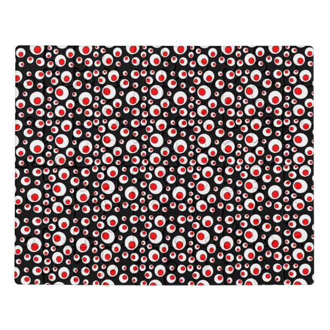 Bright Bold Red White circles Abstract on Black Jigsaw Puzzle (Puzzle Horizontal)