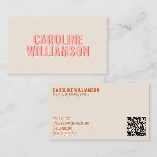 Bright Bold Retro Pink Orange Modern Professional Business Card