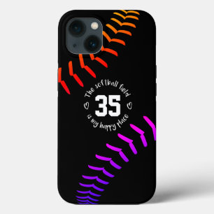 bright bold softball field my happy place  iPhone 13 case