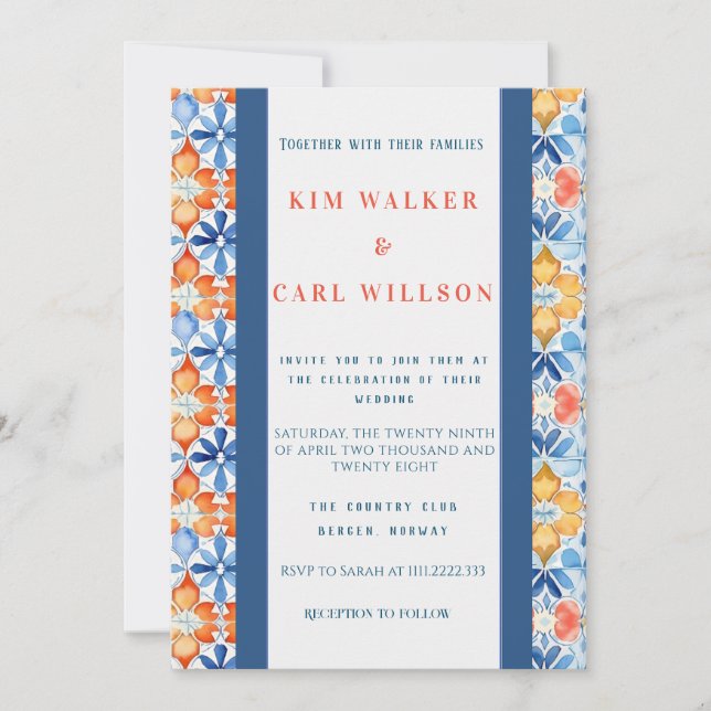 Bright & Bold Summer Wedding Colors Wedding Invitation (Front)