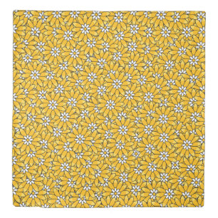 Bright Bold Summery Yellow Flower Pattern Duvet Cover