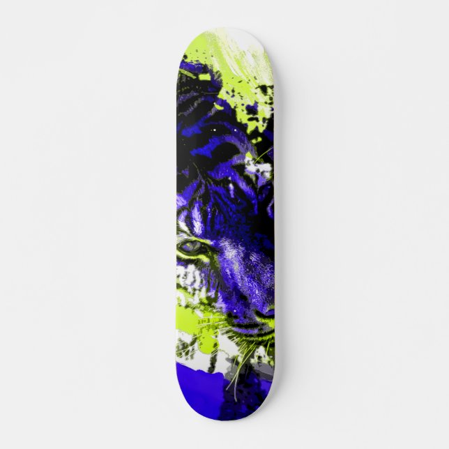 Bright Bold Tiger Face  Skateboard (Front)