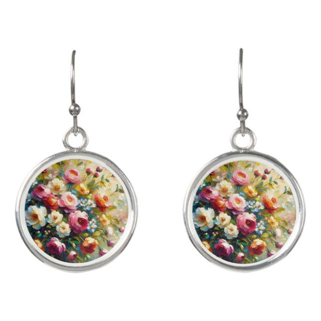 Bright & Bold Vibrant Florals Earrings (Front)