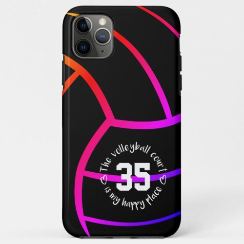 bright bold volleyball court my happy place iPhone 11 pro max case