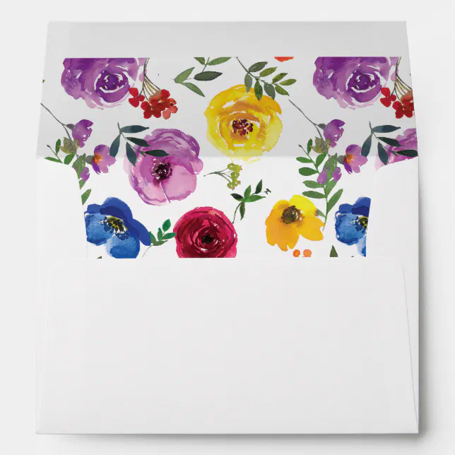 Bright & Bold Watercolor Flower Return Address Envelope | Zazzle