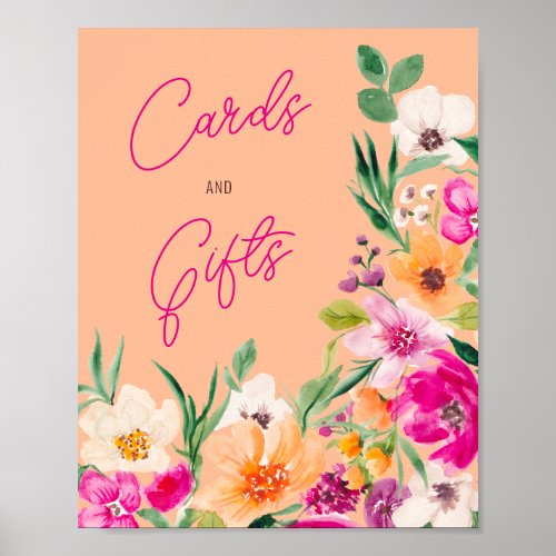 Bright bold wild flowers welcome bridal shower poster