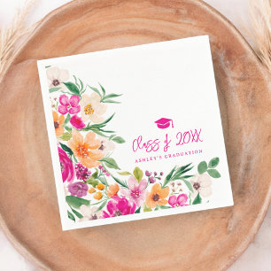 Bright bold wildflowers graduation napkins