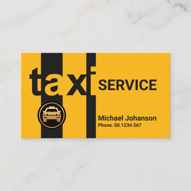 Bright Bold Yellow Taxi Silhouette Cab Driver Business Card (Front)