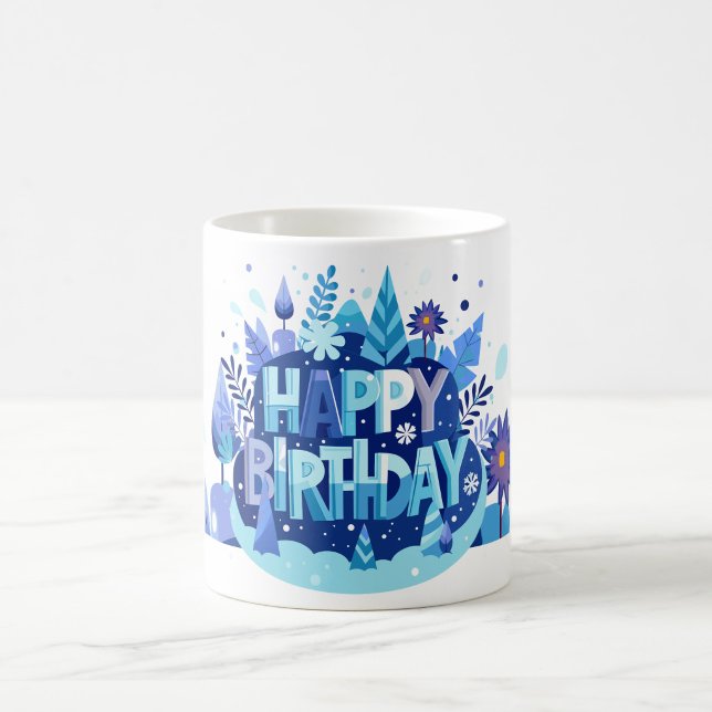 Bright Botanical Birthday Gift Coffee Mug (Vibrant Floral "Happy Birthday" Mug)
