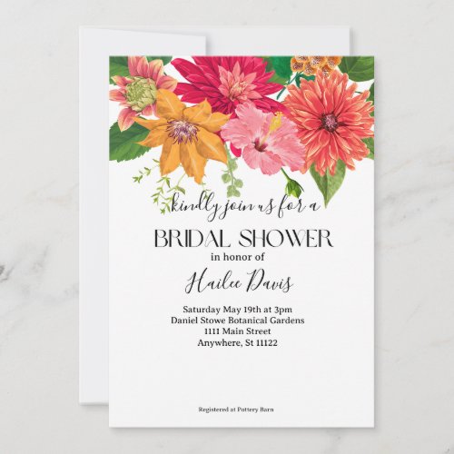 Bright Botanical Flowers Bridal Shower Invitation