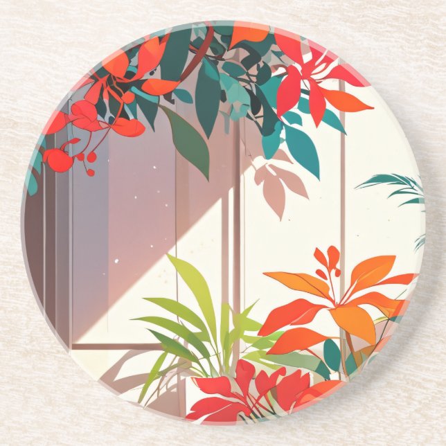 Bright Botanical Garden at the Doorstep  Coaster (Front)