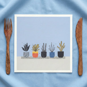 Bright Botanical potted house Plant Illustration Napkins