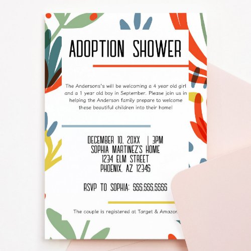 Bright Botanicals Adoption Shower Invitation
