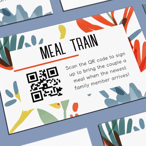 Bright Botanicals Baby Shower Meal Train QR code Enclosure Card