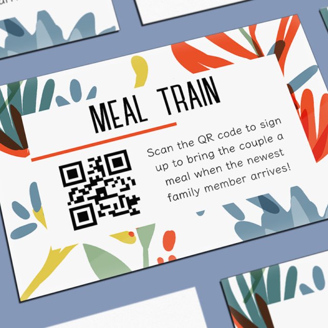 Bright Botanicals Baby Shower Meal Train QR code Enclosure Card (Creator Uploaded)