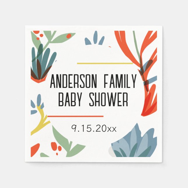 Bright Botanicals Baby Shower  Napkins (Front)