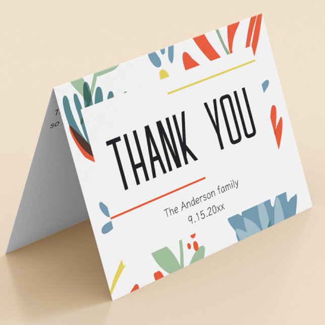 Bright Botanicals Baby Shower Thank You  (bright and colorful botanical floral baby shower thank you card green, yellow, blue, red flowers)