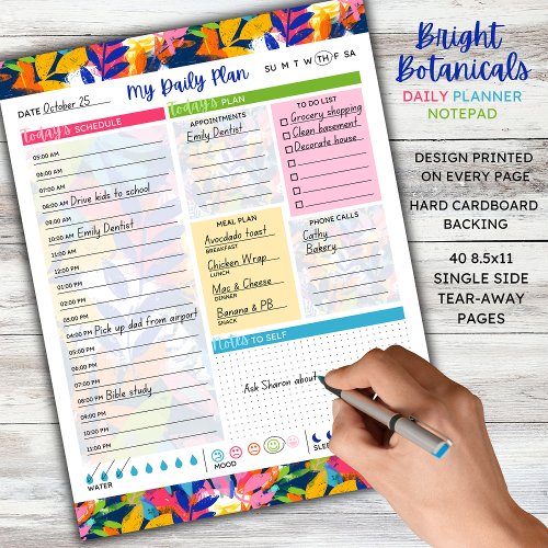 Bright Botanicals Daily Planner Notepad