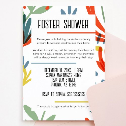 Bright Botanicals Foster Care Shower Invitation