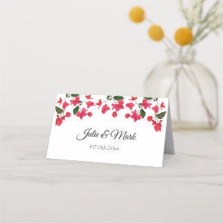 Bright Bougainvillea Flower Folded Place Card
