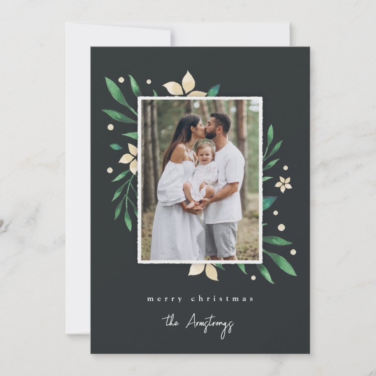 Bright Boughs | Botanical Christmas Photo Holiday                    Card