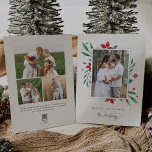 Bright Boughs | Botanical Christmas Photo Holiday Card<br><div class="desc">Elegant and festive holiday photo card frames your favorite vertical or portrait oriented image with a subtle deckled edge border and red and green holiday foliage peeking out at the corners. "Merry Christmas" or your choice of greeting appears beneath, along with your family name, on a soft ivory background. Add...</div>