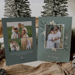 Bright Boughs | Botanical Christmas Photo Holiday Card<br><div class="desc">Elegant and festive holiday photo card frames your favorite vertical or portrait oriented image with a subtle deckled edge border and white and green holiday foliage peeking out at the corners. "Merry Christmas" or your choice of greeting appears beneath, along with your family name, on a muted green background. Add...</div>