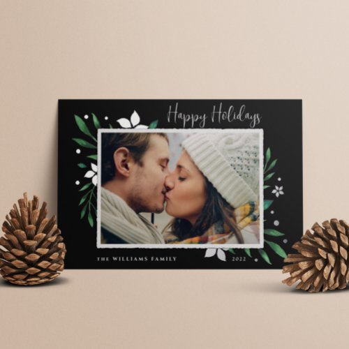 Bright Boughs  Happy Holidays Photo Foil Holiday Card