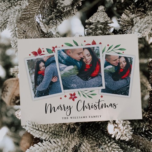 Bright Boughs  Three Photo Holiday Card