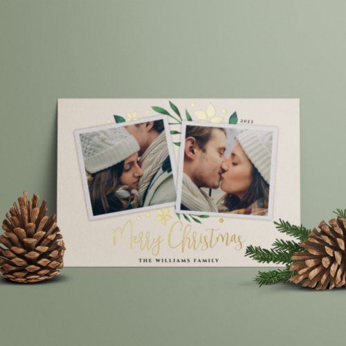 Bright Boughs  Two Photo Foil Holiday Card