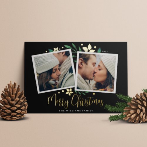 Bright Boughs  Two Photo Foil Holiday Card