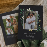 Bright Boughs Vertical Photo Botanical Christmas Foil Holiday Card<br><div class="desc">Elegant and festive holiday photo card frames your favorite vertical or portrait oriented image with a subtle deckled edge border and gold foil and green holiday foliage peeking out at the corners. "Merry Christmas" or your choice of greeting appears beneath, along with your family name. Add an additional three photos...</div>