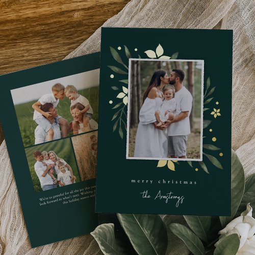 Bright Boughs Vertical Photo Botanical Christmas Foil Holiday Card