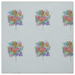 Bright Bouquet Pretty Flowers on Stem Butterflies Fabric