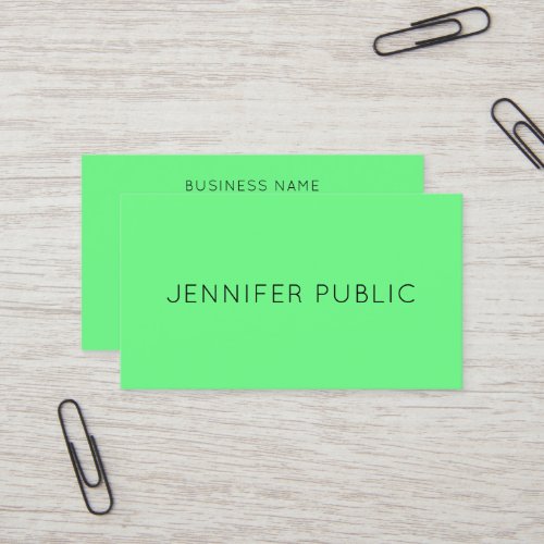 Bright Brilliant Neon Green Color Modern Template Business Card