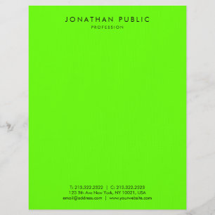 Bright Brilliant Neon Green Modern Simple Template Letterhead