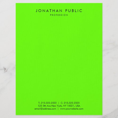 Bright Brilliant Neon Green Modern Simple Template Letterhead