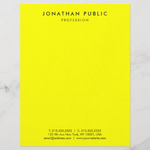 Bright Brilliant Neon Yellow Modern Simple Design Letterhead