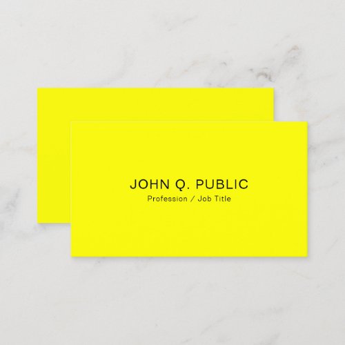 Bright Brilliant Neon Yellow Template Modern Business Card