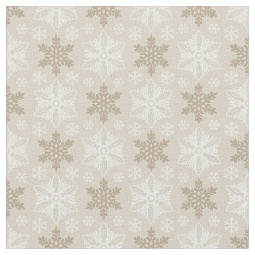 Bright Brown Tan Winter White Snowflake Pattern Fabric