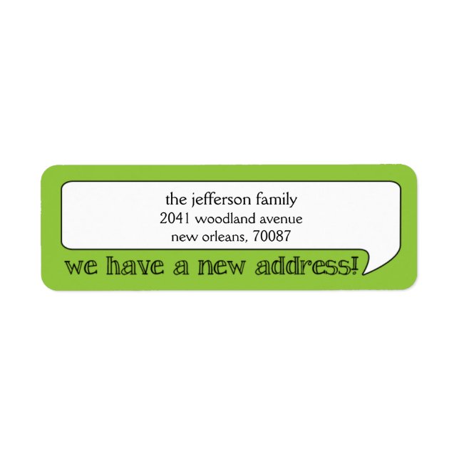 Bright Bubble New Address/Moving Announcement Label (Front)