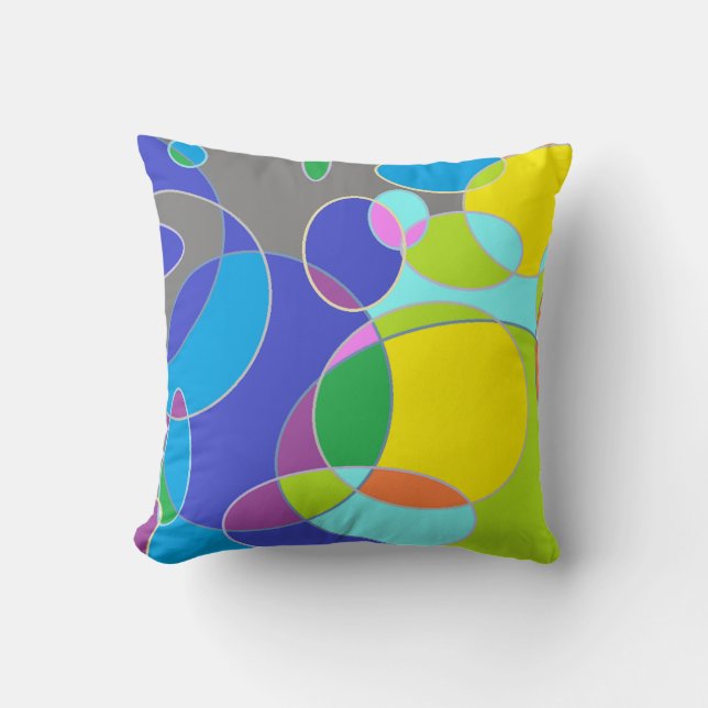 Bright Bubble Tangerine Throw Pillow (Front)