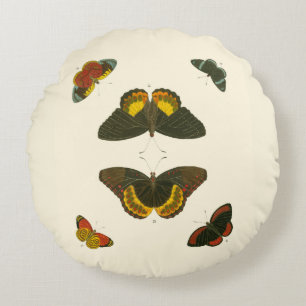 Bright Butterflies by Pieter Cramer Round Pillow