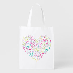 Bright butterflies grocery bag