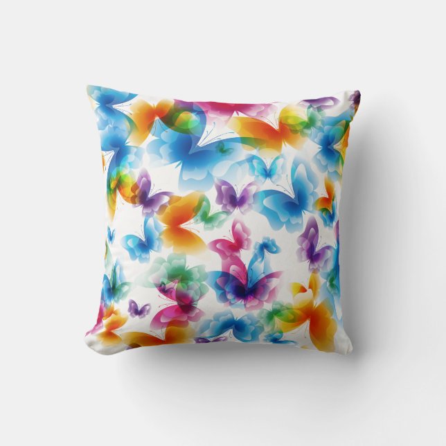 Bright Butterflies Throw Pillow (Front)