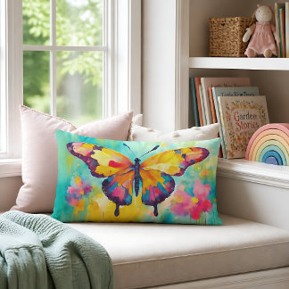 Bright Butterfly Lumbar Pillow
