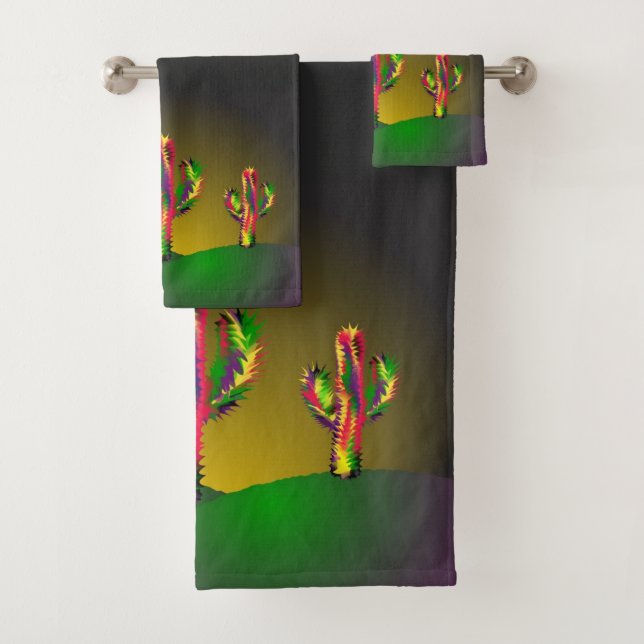 Bright Cactus Bath Towel Set (Insitu)